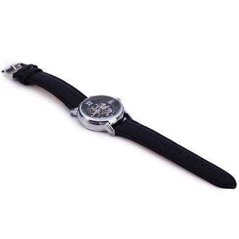 SKONE 5010 Women Hollow Mechanical Watch with Genuine Leather Band Black (Intl)  