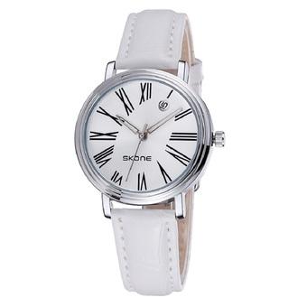 SKONE Woman Rome Style Hollow Hands Leather Strap Ladies Quartz Watches(White) (Intl)  