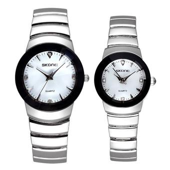 SKONE Women Casual Fashion Watches Steel Strip Silver White 508304  