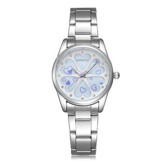 SKONE love reliefsurface temperament Diamond Ladies Watch Movement luminous strip-Silver Blue (Intl)  