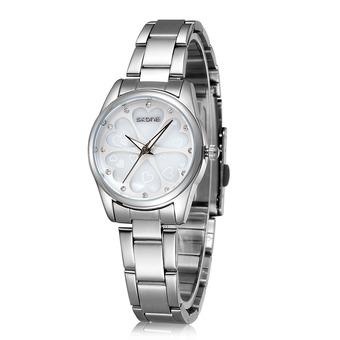 SKONE love reliefsurface temperament Diamond Ladies Watch Movement luminous strip-Silver White (Intl)  