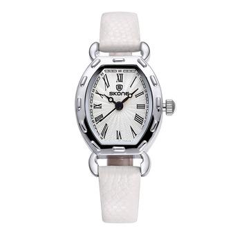 SKONE new authentic Diamond Ladies Watch Strap Watch PU header Life waterproof student Watch-White Silver (Intl)  