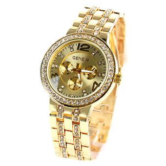 ST Bling Crystal Women Stainless Steel Quartz Wrist Watch(gold) - Intl  