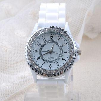 ST Hot-selling Fashion Multiple Candy colors Ladies Classic Gel Crystal Silicone watch?white? - Intl  