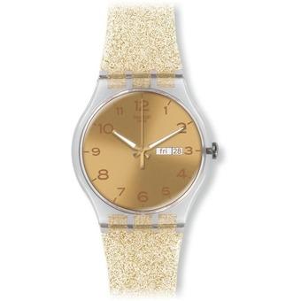 SWatch Women's Originals SUOK704 Gold Silicone Swiss Quartz Watch- Intl  