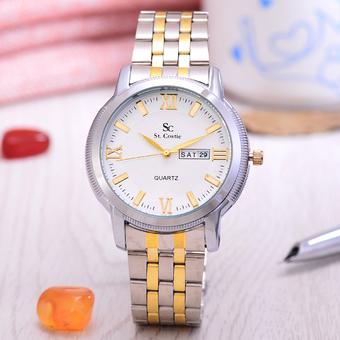 Saint Costie - Jam Tangan Pria - Body Silver/Gold - White Dial - Stainless Steel Band - SC-RT-8006G-SG-W  