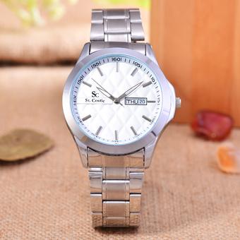Saint Costie - Jam Tangan Pria - Body Silver - White Dial - Stainless Steel Band - SC-RT-5381B-L-SW  