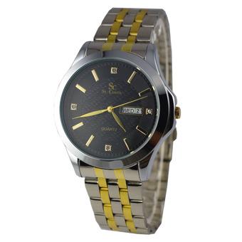 Saint Costie - Jam Tangan Pria - Stainless Steel Band - Gold-Silver - RT6381 - Hitam  
