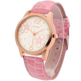 Sample Four Leaf Clover with Diamond Ladies Quartz Leather Watch(Pink) (Intl)  