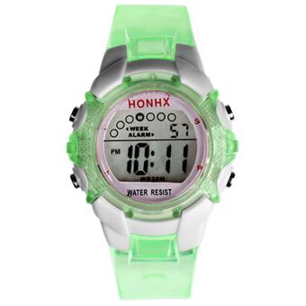 Sanwood Boys Girls Digital LED Quartz Alarm Date Waterproof Sports Wrist Watch Green  