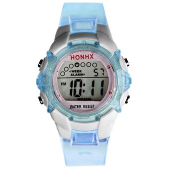 Sanwood Boys Girls Digital LED Quartz Alarm Date Waterproof Sports Wrist Watch Blue  