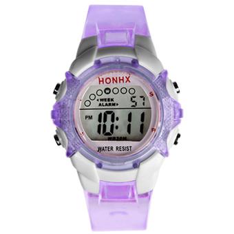 Sanwood Boys Girls Digital LED Quartz Alarm Date Waterproof Sports Wrist Watch Purple  
