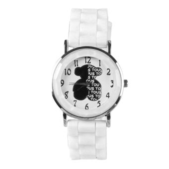 Sanwood Girl‘s Little Bear Printed Silicone Quartz Analog Wrist Watch White Strap Black Dial  