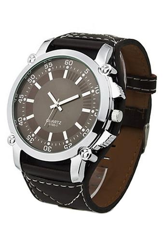 Sanwood Jam Tangan Pria - Cokelat - Strap Kulit Sintetis - Quartz Wrist Watch  