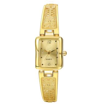 Sanwood Lady's Square Case Stainless Steel Band Quartz Bracelet Wrist Watch Golden (Intl)  