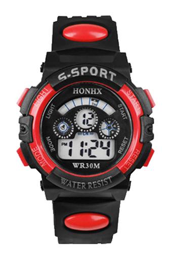 Sanwood Men's Date Alarm Stopwatch LED Digital Rubber Watch Red  