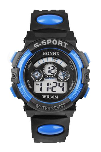 Sanwood Men's Date Alarm Stopwatch LED Digital Rubber Watch Blue  