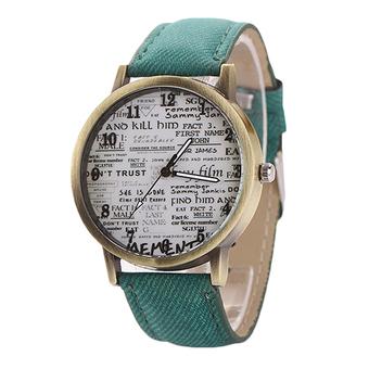 Sanwood Men's Women's Retro Denim Strap Casual Quartz Wrist Watch Green (Intl)  