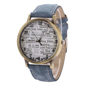 Sanwood Men's Women's Retro Denim Strap Casual Quartz Wrist Watch Blue (Intl)  