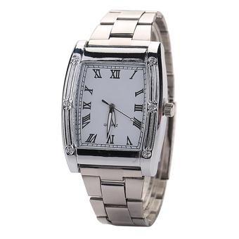 Sanwood Mens Stainless Steel Band Analog Square Quartz Business Wrist Watches  