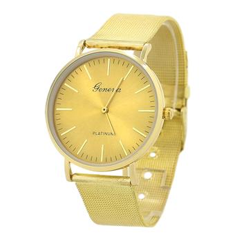 Sanwood Unisex Geneva Mesh Band Round Dial Analog Quartz Casual Wrist Watch Golden  
