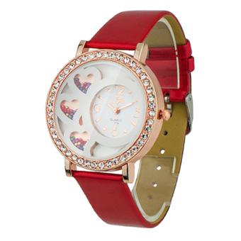 Sanwood Women's Beads Crystals Decor Watch Red  