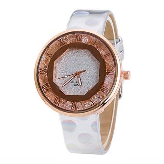 Sanwood Women's Quicksand Roman Faux Leather Quartz Wrist Watch White (Intl)  