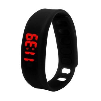 Scolour Womens Mens Silicone Rubber LED Watch Date Sports Bracelet Digital Wrist Watch Date Sports Bracelet Digital WristWatch(Black) (Intl)  
