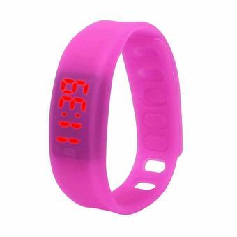 Scolour Womens Mens Silicone Rubber LED Watch Date Sports Bracelet Digital Wrist Watch Date Sports Bracelet Digital WristWatch(Rose) (Intl)  