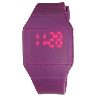 Silicone Thin Unisex Red LED Digital Display Touch Sports Bracelet Wrist Watch Purple  