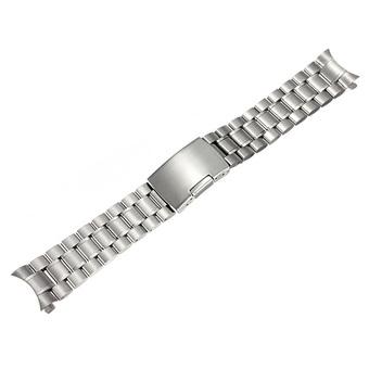 Silver Stainless Steel Watch Band Strap Curved End Solid Links 16mm 18mm 20mm (Intl)  