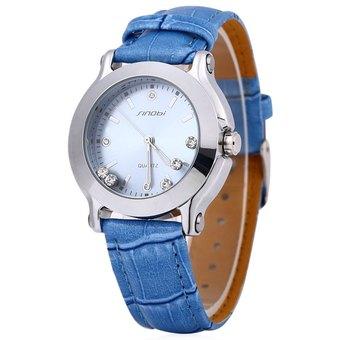 Sinobi 9276 Female Crystal Quartz Watch Leather Strap BLUE (Intl)  