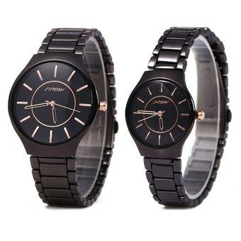 Sinobi 9442 Cool and Fashionable JAPAN Round Dial Quartz Watch Stainless Steel Strap for Couple (GOLD) - Intl  