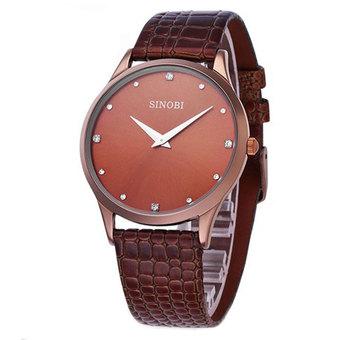 Sinobi Classic Men's Analog Leather Strap Quartz Watch S9141 (Brown)  