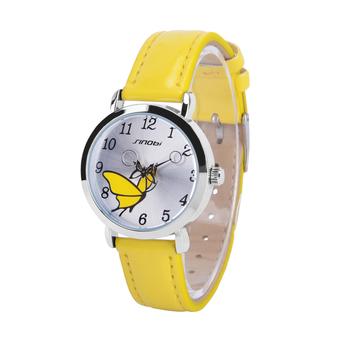 Sinobi Lady Butterfly Dial Leather Strap Quartz Watch S8139 (Yellow)  