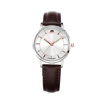 Sinobi S8131 Business Casual Lady Brown Leather Strap Quartz Wristwatch  