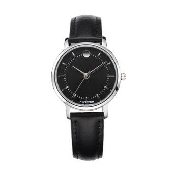 Sinobi S8131 Business Casual Lady Leather Strap Quartz Wristwatch Black  