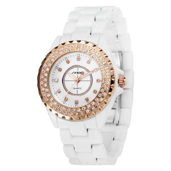 Sinobi S9688 Lady Gold Case Ceramic Band Quartz Wrist Watch  