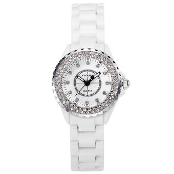 Sinobi S9688 Lady Silver Case Ceramic Band Quartz Wrist Watch  