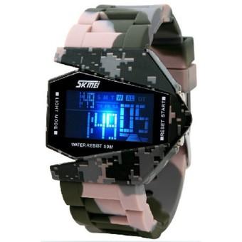 Skmei 0817 Unisex Airplane Shaped 5ATM Water Resistant Digital Sports Watch - Army  