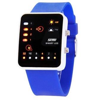 Skmei 0890 Binary LED Watch 30M Water Resistant Rubber Strap LED Lamp Display Blue (Intl)  