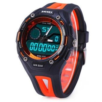 Skmei 1015 Double Movt Military LED Watch 5ATM Water Resistant Day Date Alarm Sports Wristwatch  