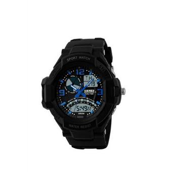 Skmei 1017 Sport Casual Watch Military Watch With LED Digital Multifunctional Wristwatches 50M Waterproof Blue  