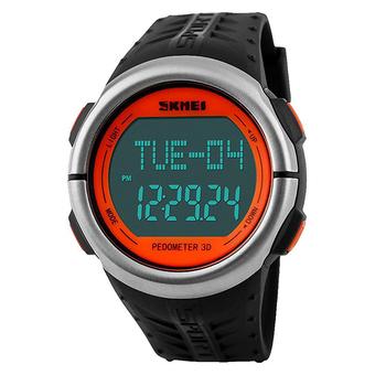 Skmei 1058 Pedometer Heart Rate Monitor Sports Watches Waterproof Wristwatch Orange  
