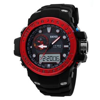 Skmei 1063 Sport Watches for Men Dual Time Display 50m Waterproof Men Quartz Watch Red  