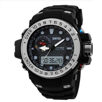 Skmei 1063 Sport Wristwatch Men Waterproof Watch with Led Backlight Silver  