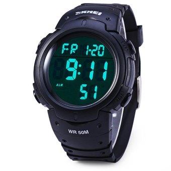 Skmei 1068 Military Army LED Watch Water Resistant Stopwatch Alarm Day Date Function (BLACK) (Intl)  