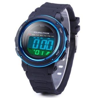 Skmei 1096 5ATM Water Resistant Solar Power LED Sports Watch with Backlight Alarm (Blue) - Intl  