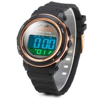 Skmei 1096 6ATM Water Resistant Solar Power LED Sports Watch Golden (Intl)  