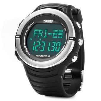Skmei 1111 Heart Rate Sports Digital Watch with Pedometer Function Water Resistant (SILVER) (Intl)  